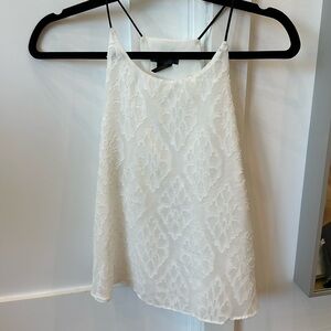 AQUA (size S) sleeveless white blouse top with floral details